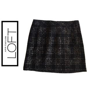 LOFT Black/Tan Plaid woven pencil skirt Size 14P
